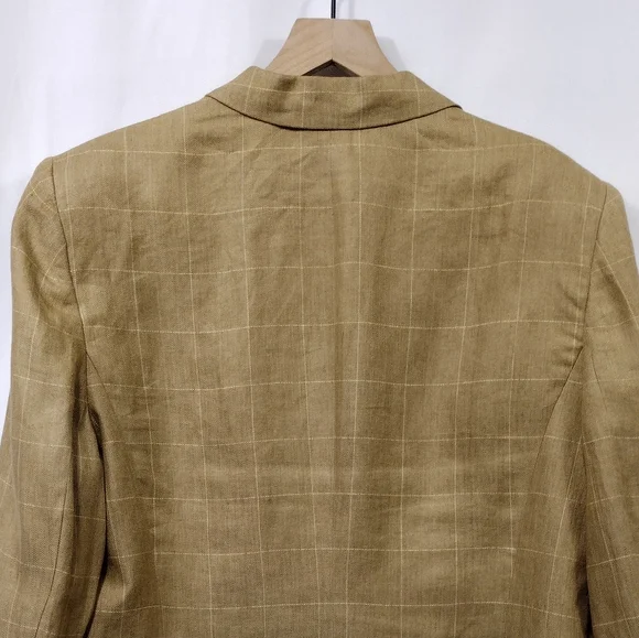 Vintage Lauren Ralph Lauren 100% Linen Blazer Men 16 Tan Office Career Retro 90s